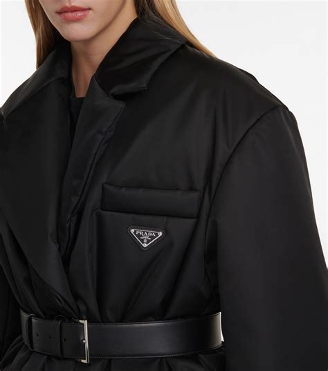 re-nylon belted padded jacket prada|prada re nylon puffer jacket.